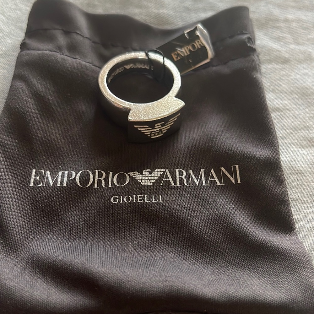 Armani Platinum Plated Unisex Wedding Band 💍 size 10